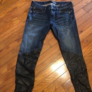 Women’s denim and faux leather jeans